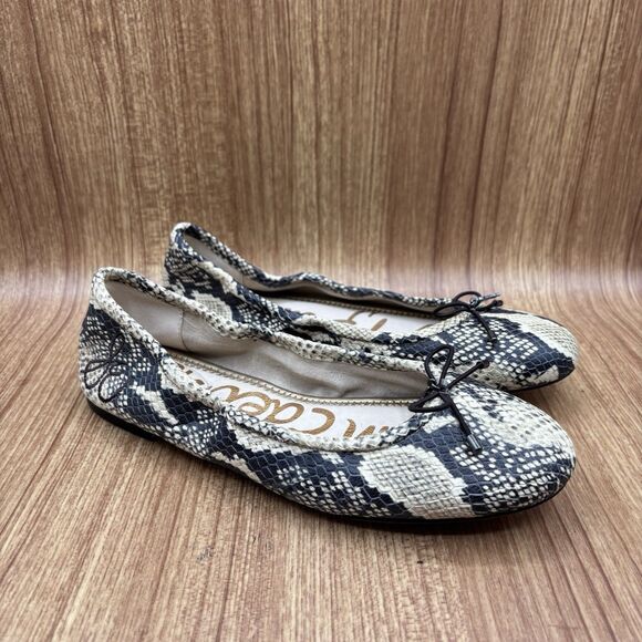 SAM EDELMAN FELICIA SNAKE LEATHER SLIP ON BALLETS WOMEN SIZE 6.5 - Picture 1 of 7